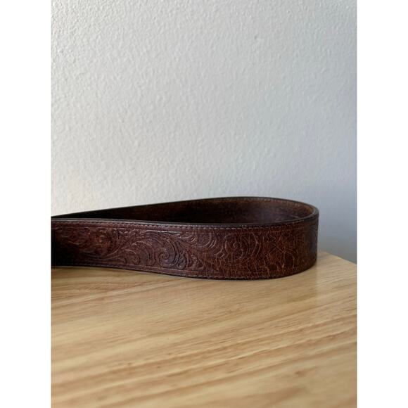 Silver Creek Classics Mens Brown Leather Tooled Belt Silver Buckle Size 42 - Picture 6 of 15